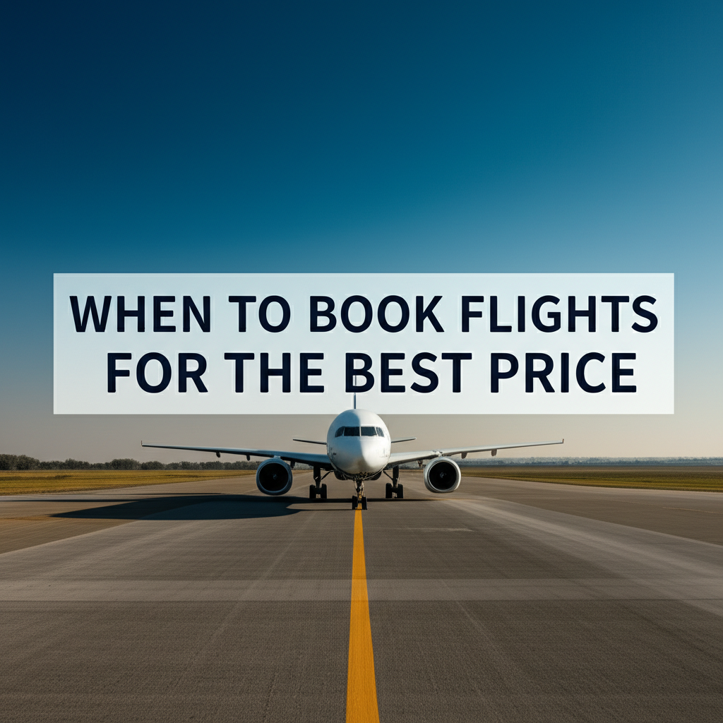 Professional blog header image for article titled: When to Book Flights for the Best Price. High quality, relevant imagery, clean composition.