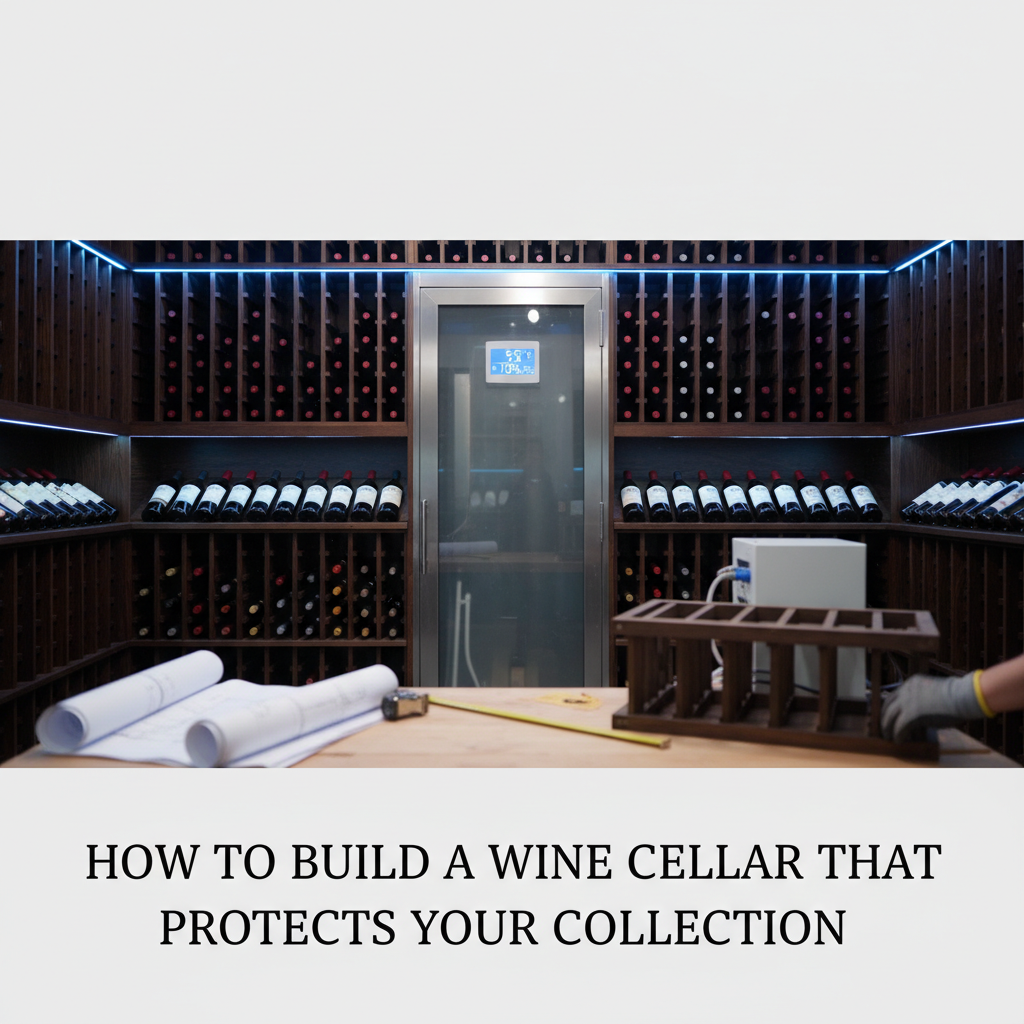 Professional blog header image for article titled: How to Build a Wine Cellar That Protects Your Collection. High quality, relevant imagery, clean composition.