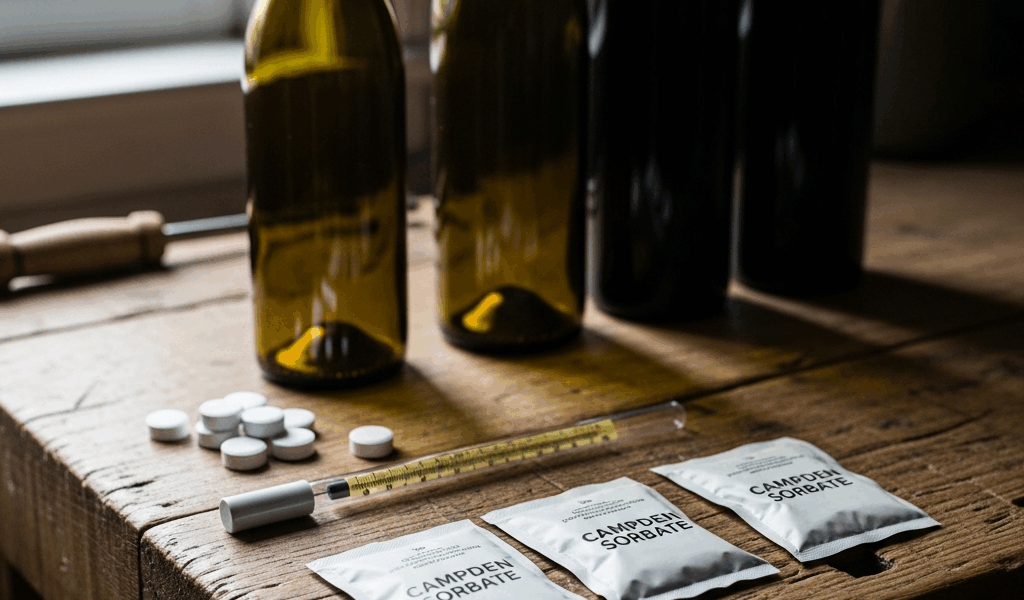 campden tablets and potassium sorbate packets next to wine b 20260331 083716