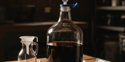 glass carboy with airlock showing no bubbles home winemaking 20260331 083518